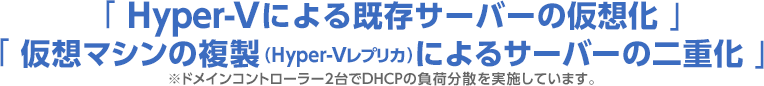 「Hyper-Vによる既存サーバーの仮想化」「仮想マシンの複製 (Hyper-Vレプリカ)によるサーバーの二重化」