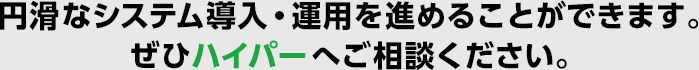 円滑なシステム導入・運用を進めることができます。ぜひハイパーへご相談ください。